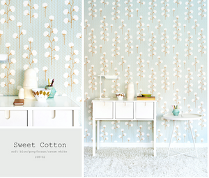 Majvillan Sweet Cotton Turquoise Wallpaper