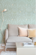 green wallpaper for walls with birds 