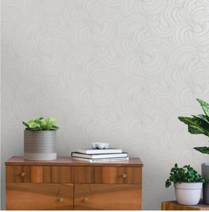 This swirling textured design is light grey has shimmering metallic hints to the shine which make an big impact in any room.