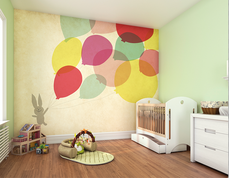 A sweet little bunny off on a adventure with some colourful balloons is the theme of our charming Balloon Fun wall mural and is the perfect choice for a baby's room, children's bedroom or playroom.