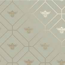 Bee Art Wallpaper Metallic and Green