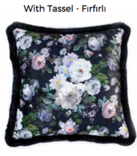 Black Floral cushion with Tassel
