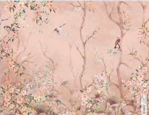 Pink blossoming wall mural