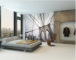 This mural features the structurally magnificent National Historic Landmark that is Brooklyn Bridge.