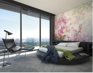 Soft pink cherry blossoms with a touch of greenery make up this gorgeous Clarity Wall Mural. 