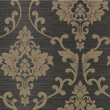 Black wallpaper with damask in gold