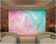 This flowing marble wall mural design symbolises movement with the flowing marble effect of soft pastel pink, greens, and white colours.