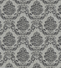 Silver and Charcoal Damask Vinyl Wallpaper