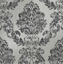Damask black and silver wallpaper