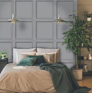 Roomshot of Wallpaper Wood grey