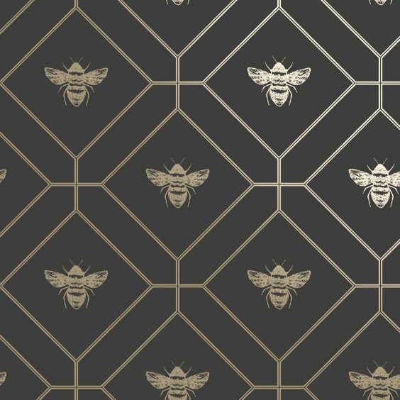 Honey Bee Wallpaper in Charcoal