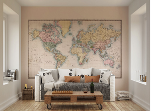 Map of world historic wall mural