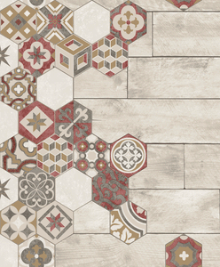 Mosaic Tile Design with beige and red