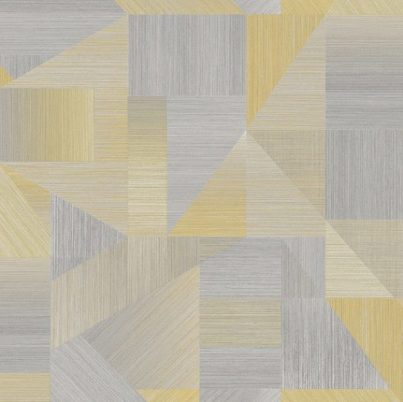 This yellow and grey wallpaper design with sharp lines and geometrics is striking and very effective as a wall covering. Ideal for Bedrooms and Living Rooms.