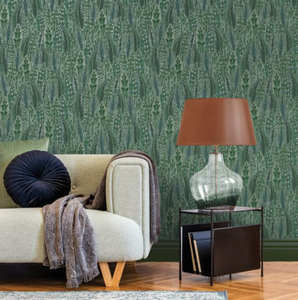 Feather Wallpaper in green