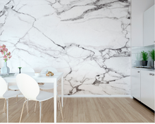 This textured, white,grey marble wall mural design adds elegance and finesse to any room. 