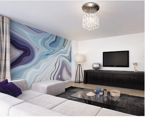Flowing Effect of marble in colours shades of greys, blues, and purples makes this Marbled Ink wall Mural a good choice for creating intrigue and contrasts.