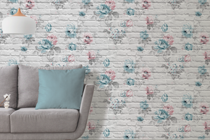 Gorgeous White Brick with vintage floral design