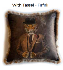 Mr Tiger cushion with tassel
