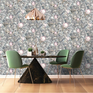 Nia Grey Protea Wallpaper