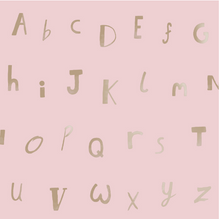 Pink Background with gold letters of alphabet is a great wallpaper choice.