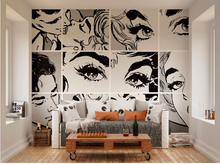 black and white wallpaper with comic pop  design