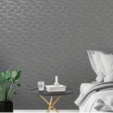 This ginkgo pattern wallpaper in silver and charcoal is a textured wallpaper with a gorgeous simple design which is very effective.