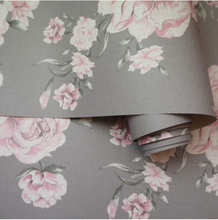 Peony Floral Grey Blush Pink Wallpaper
