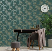 Roomshot of green Palm Wall Paper