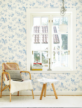 Wallpaper with Birds blue and white