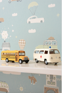 This fun transport design will add colour and contrast to any bedroom.