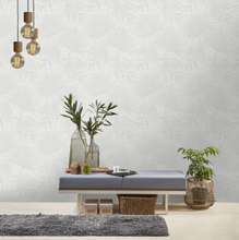 White leaf design wallpaper