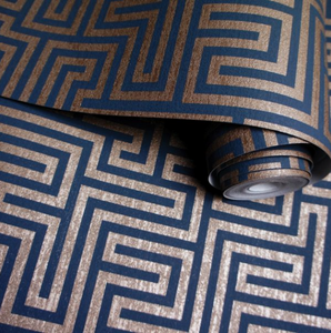 Sakkara Labyrinth Navy Wallpaper