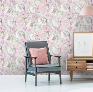 Gabriella Swans Blush Pink Wallpaper