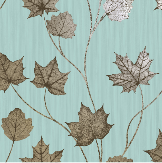 Wallpaper leaf in Teal