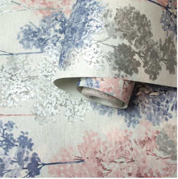 Elements Whinfell Navy/Coral Wallpaper
