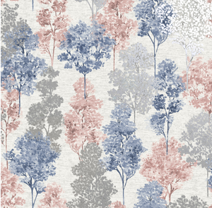 This tree wallpaper design is so soft and easy on the eye with the light pink, blue, and grey trees overlapping with one another. 