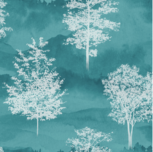 This blue green tree pattern is subtle yet so impactful and can be used for any room in your home such as the living room or dining room. A novel take on blue wallpapers.