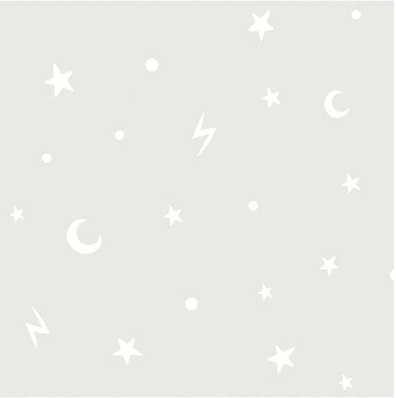 Stars and Moons Grey Glow In Dark Wallpaper