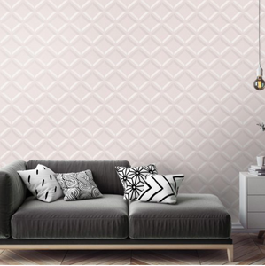 This blush coloured geometric wallpaper design is bold and funky to add a 3d effect to your walls. Perfect as a feature wall. 