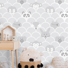 This Grey Baby Room Wallpaper is just too sweet and perfect for a boy or girl's nursery. Add some sweet animal faces and you have a wallpaper design that babies will be intriqued by for hours.