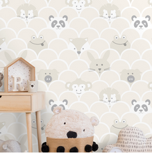 This cute Baby Room Wallpaper design is so lovely for a gender neutral nursery. The Scallop design adds playful shapes with the addition of very cute animal faces peeking through.