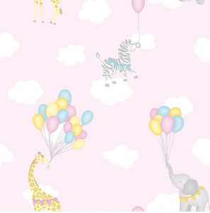 Animal Balloons Wallpaper- Pink