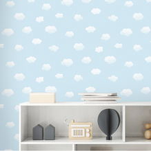 Clouds and sky patterns in a soft pastel blue colour make a perfect addition to any little boy's bedroom in this Clouds Wallpaper design.