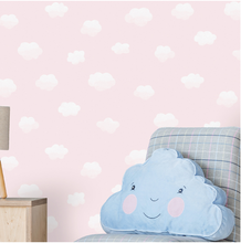 This Cloudy Sky Pink Wallpaper design adds charm and adventure with soft white clouds on a light pink background. Sure to add an feel of sweet dreams to any kid's bedroom walls.