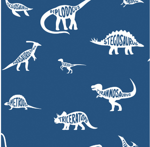 Navy Blue and White Wallpaper with dinosaurs
