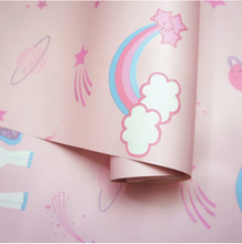 Unicorns, Rockets & Rainbows Pink Wallpaper