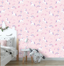 Unicorns, Rockets & Rainbows Pink Wallpaper
