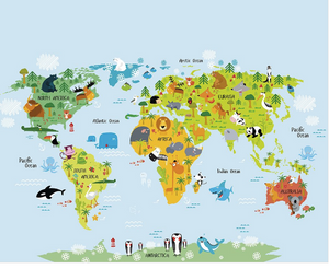 The Whole Wide World Map Wall Mural - (3.0m x 2.4m/ 3.5m x 2.8m)