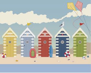 Beach Wallpaper wth huts and sand